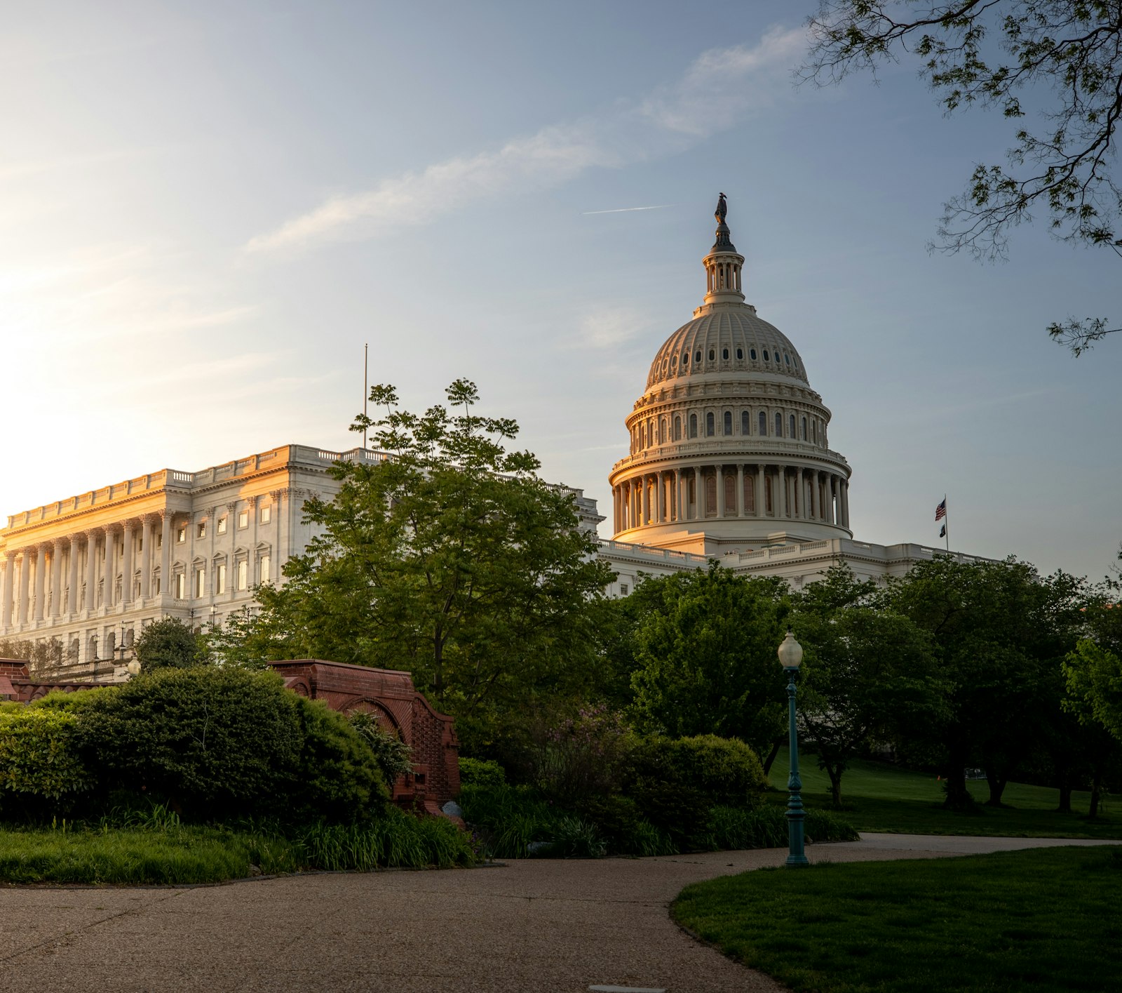The United States Capitol building in Washington DC during the golden hour