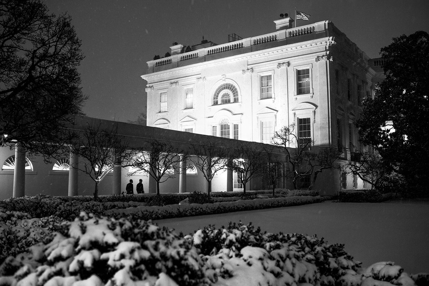 President Barack Obama walks with Chief of Staff Denis McDonough after a day of meetings in the West Wing of the White House, Jan. 21, 2014. (Official White House Photo by Pete Sou